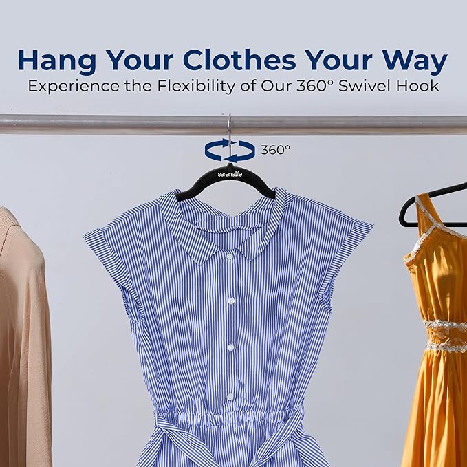 30 Pieces Velvet Hangers - Space Saving Heavy Duty Slim Suit Clothes Hanger Set with 360 Degree Swivel Metal Hook, Can Hold Up to 10 Lbs. for Coats, Jackets, Pants & Dress (Black)
