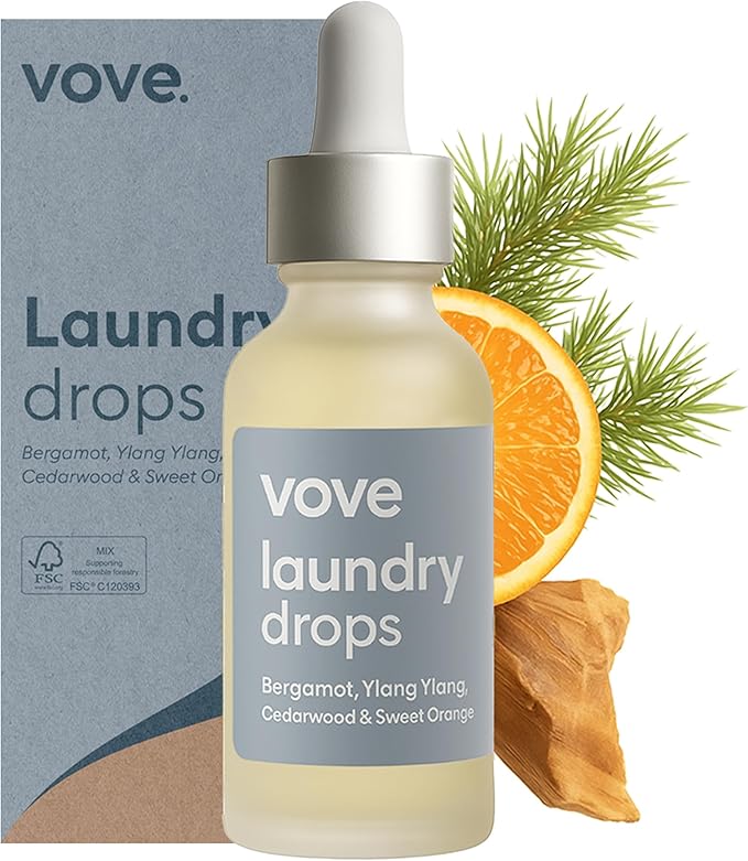 Vove Signature Scent Drops, Magnolia Bergamot Cedar - Laundry Fragrance Oil with Glass Dropper, Scent Booster, Pairs with Dryer Balls, Hypoallergenic, Biodegradable Musk, FSC-Certified Packaging