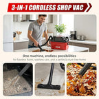 Cordless Shop Vac - 3 Gallon Small Shop Vac Wet and Dry with Accessories, 2 x 4.0Ah Batteries Wet Dry Vacuum, Ideal for Garage, Car, Workshop (Red)