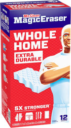 Mr. Clean Magic Eraser Sponge, All Purpose Cleaner, Cleaning Scrubber, Wall, Sneaker, Kitchen, Bathroom, Shower Cleaning Supplies, Melamine Sponge, Cleaning Pads, Whole Home Extra Durable, 12ct