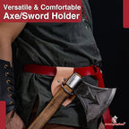 Armory Replicas - Genuine Rawhide Leather Universal Axe Frog - Medieval Hand Crafted O-Ring Funcitonal Outdoor Costume LARP Weapon Holder