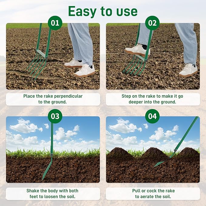 Broad Fork, Broad Fork for Gardening Heavy Duty 20" Wide, 55" Tall – Heavy-Duty Hand Tiller for Digging, Cultivating & Aerating Clay Soil. Ergonomic U-Shaped Design for Comfortable Gardening & Farming