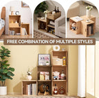 KIRIGEN Stackable Wood Storage Cube /Basket/ Bins Organizer for Home Books Clothes Toy - Modular Open Cubby Storage System - Office Bookcase shelves C15-NA
