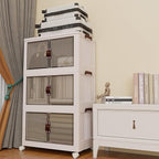 Luxdecor 300Qt Storage Bins With Lids-Stackable Plastic Storage Bins on Wheels, Closet Organizers and Storage,Collapsible Storage Cabinet with Doors for Office Garage Kitchen Under Stairs,5 Tier White