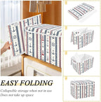 Large Storage Bins with Linen Collapsible Foldable Storage Cubes Fabric Closet Organizer Containers box with Flip-Top Lid for Home Bedroom Office 16.7 x 12.6 x 11.8in (Nautical Theme Anchors Ship)