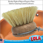 Lola Products Replacement Head for The Original Tampico Vegetable & Dish Brush, Birch Hardwood & Tampico Bristles, Reusable & Washable, 3 Pack