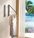 Dr.DJ Clothes Drying Rack, Wall-Mounted Retractable & Foldable Clothes Hanger for Laundry Room Organization and Storage, Metal Clothes Hanger Rack for Dorm, Closet, Balcony(1 Pack, Black)