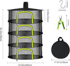 4 Layer Herb Drying Rack, Hanging Mesh Net, Foldable Plant Drying Rack With U-Shaped Zipper, Garden Trimming Shears and Hooks, For Drying Herbs Plants, Fruits, Seafood, Clothing(4 Layers-23.62'')