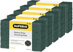 Scouring Pad Non-Scratching Scrubber Non-Scratch Cleaning Scrub Pads Heavy Duty Scouring Pad Reusable Kitchen Scrubbing Pad Pack of 15 Green, by Superio
