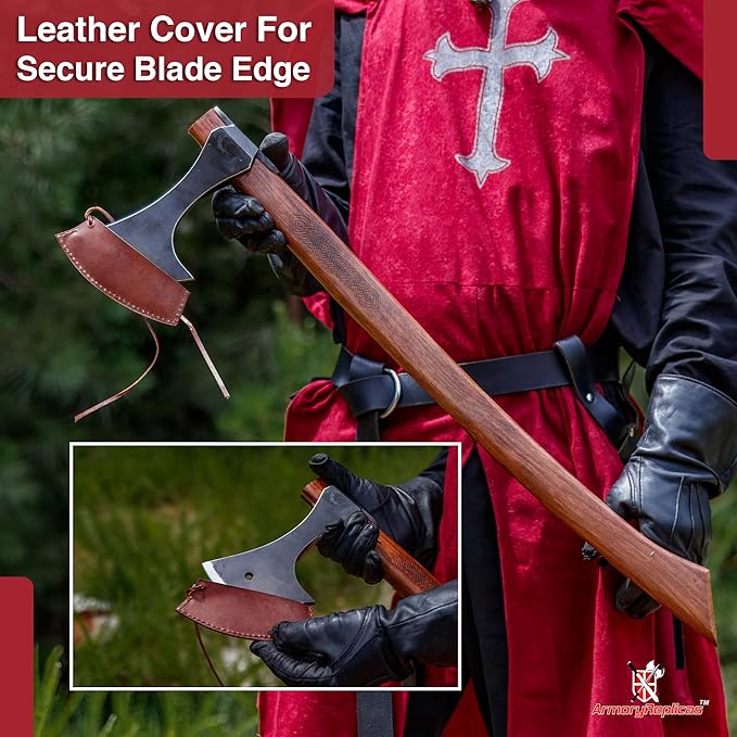 Armory Replicas™ Functional Two-Handed Scandinavian Battle Axe - Tempered High Carbon Steel Boar Formation Medieval Viking War Axe