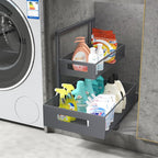 Under Sink Organizer Pull Out Cabinet Organizer Adjustable Height 2 Tier with Sliding Drawers Kitchen Bathroom Organizer and Storage(Gray-1pc)