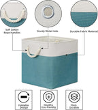 Bidtakay Fabric Baskets for Closets Shelves Lined Set of 3 Large Square Collapsible Storage Bins for Organizing 13 X 13 Cube Storage Bins for Pantry Organization Storage(Teal Blue)