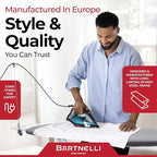 Bartnelli Extra Wide Pro Ironing Board 19x48 Ironing Surface with Iron Rest, Cord Holder, Shelf and 4 Layer Heat Resistant Cover and Pad