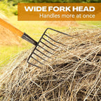 9-Tine Manure Fork, 3 Sets Heavy Duty Pitch Fork with 47.2" Wood Handle, Muck Rake Broadfork Garden Tool for Gardening Horse Stall Picking up Manure Farm