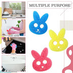 3 Pcs Dual Sided Scrub Sponge Multi Functional Cute Temperature Sensitive Non Scratch Dish Sponge for Washing Dishes Kitchen Bathroom(Rabbit,Pink, Yellow, Blue)
