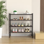 ROMGUAR CRAFT 4 Tier Bamboo Shoe Rack for Closet Free Standing Wood Shoe Shelf for Entryway Small Space Stackable 27"x11"x26" (Brown)