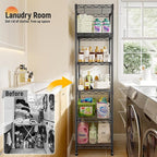 DurayLoly 6 Wire Shelving Metal Shelves Storage Rack:Adjustable Storage Shelves Standing Shelf Units and Narrow Shelf for Laundry Bathroom Kitchen Pantry Closet Office 15.8" w*11.8" D*63" H