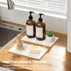 2PCS Water Absorbing Stone Drying Tray Mat for Bathroom Sink & Kitchen Counter Organizer, Quick Dry Dish Soap Dispenser Sponge Holder, Vanity Sink Caddy, Drink Bar Coaster, White - 10"*6"