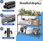 3- Shelf Metal Shelving Unit 35.6Wx14Dx36H,Adjustable Storage Shelves Heavy Duty Garage Steel Shelving for Office,Wire Rack Small Shelf for Kitchen Shelves Laundry Bathroom Pantry Closet Black,2pc