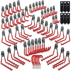 3-H Garage Wall Hooks 60 Pack, Heavy Duty Garage Hooks with Extra Welding Spots, Wall Mount Storage Organizer for Hanging Garden Lawn Tools, Ladder, Bike, WeedEater, Chair, Shovel, Blower (Red)