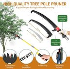 VINGLI Manual Pole Saw for Tree Trimming, 26 ft Extendable Tree Pruner, Sharp Steel Blade and Scissors, High Tree Branch Cutter with Lightweight 8 Fiberglass Long Handles, for Pruning Palms and Shrubs