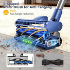 Shieal Cordless Stick Vacuum Cleaner - 45KPA Powerful Suction Vacuum with 45 Min Runtime, Detachable Battery, Anti-Tangle & 1.5L Dust Cup, 8 in 1 Vacuum Cleaner for Pet Hair, Carpet, HardFloor, Blue