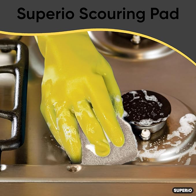 Natural Scouring Pad Non-Scratch Sisal Plant Based Scrubber Cleaning Scrub Pads, Eco-Friendly Reusable Kitchen Scrubbing Pad Pack of 15, by Superio