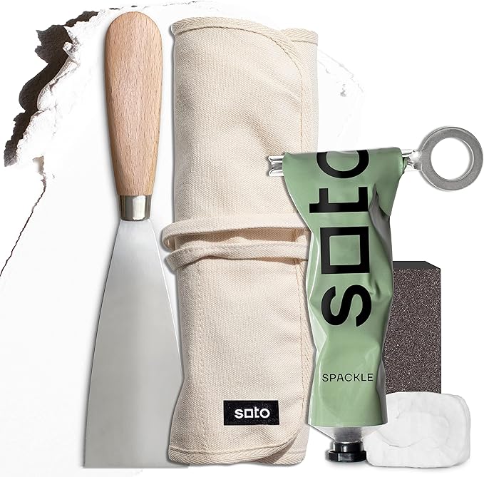 soto Small Hole Repair, White Spackle, 7-Piece Kit (No. 01 Perfect White) - High Strength Small Hole Repair Kit for use on: Walls, Drywall, Ceiling, Furniture, Cabinets