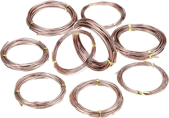 10 Rolls Bonsai Wires Anodized Aluminum Bonsai Training Wire in 5 Sizes - 1.0 mm, 1.5 mm, 2.0 mm, 2.5 mm, 3.0 mm, Total 164 Feet (Brown)
