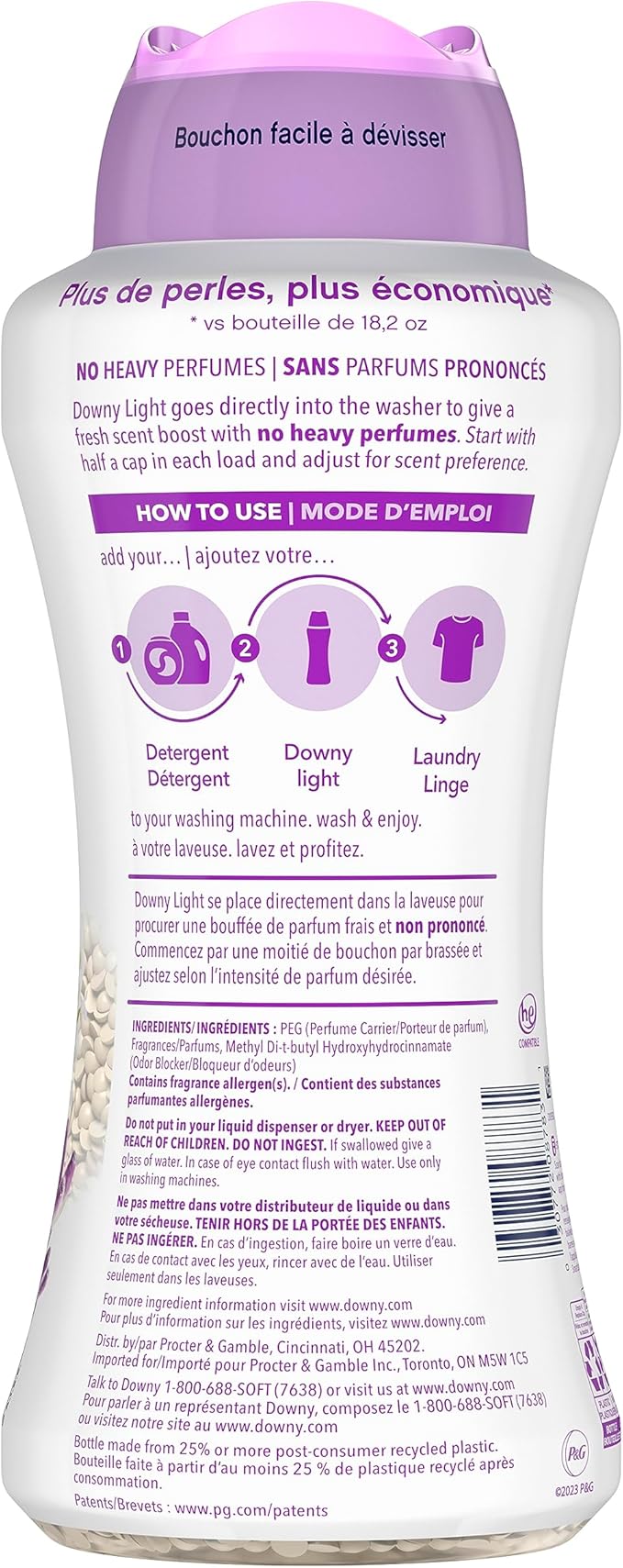 Downy Light Laundry Scent Booster Beads for Washer, White Lavender Scent, 13.4 oz, with No Heavy Perfumes