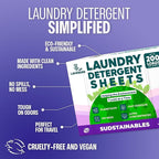 Sudstainables Laundry Detergent Sheets (200 Loads) – Eco-Friendly, Plastic-Free, Zero Waste, Laundry Washing Machines Soap Sheets; Dissolvable, Space-Saving Strips for Travel (Lavender)