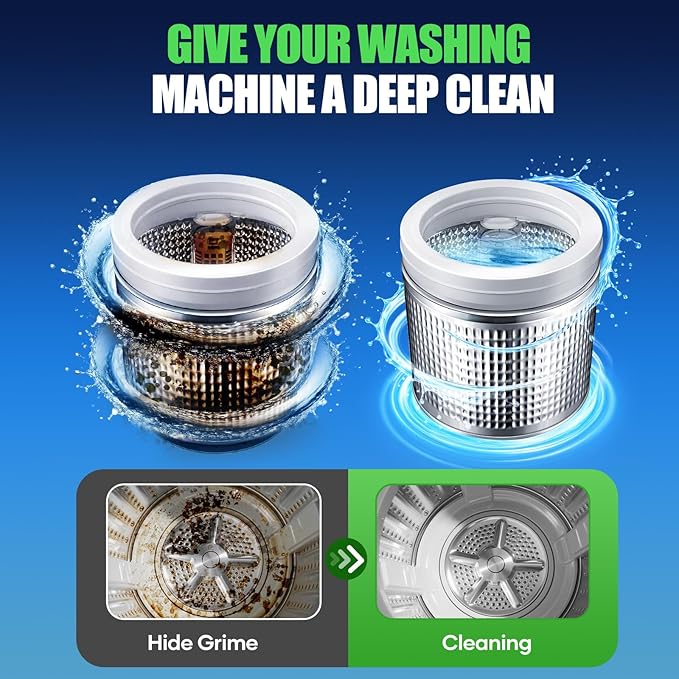 Washing Machine Cleaner Tablets - Washer Machine Cleaner Tablets for HE Front Loader & Top Load Washer, Deep Cleaning & Remove Odor, Eco-friendly Deodorizer for Septic Safe (32 Pack)