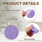 uxcell 10Pcs Cellulose Sponges, Round Kitchen Clean Sponges Non-Scratch Compressed Dish Scrubber for Kitchen Household Cookware Bathroom Cleaning & DIY, Purple