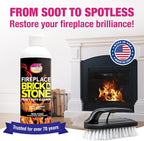 Quick N Brite Fireplace Gel Cleaner with Scrub Brush for Brick, Stone, Rock, Tile, and Marble, Nonabrasive Fireplace Cleaner, Made in the USA, 16 oz