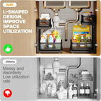 1-Pack Under Sink Storage Organizer with 2-Tier Slide Out Drawer, Sophisticated Mesh Pull Out Shelf for Kitchen & Bathroom, Fits Small Items, Upgraded Arched Track for Smooth Gliding-Black