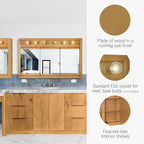 Design House Richland Medicine Cabinet with 6 Lights, Fully Assembled, Wall Mounted, 3 Mirrored Doors, Wood Frame, Oak Finish, 48 in x 5 in x 30 in, 530626-NOK