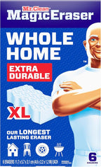 Mr. Clean Magic Eraser Sponge, All Purpose Cleaner, Long Lasting Cleaning Scrubber, Wall, Sneaker, Oven, Kitchen, Bathroom Cleaner, Shower Cleaning Supplies, Whole Home Extra Durable XL, 6ct