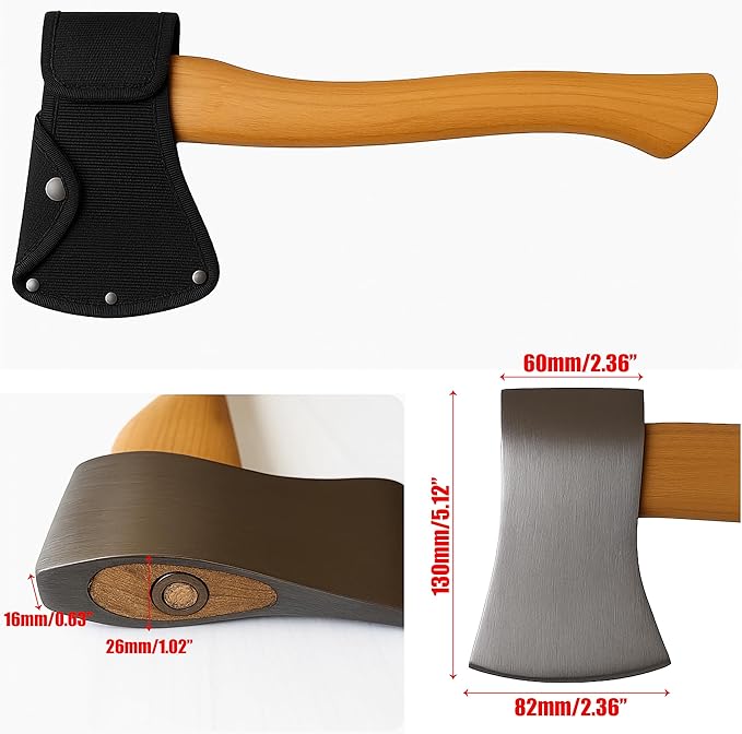 Axe Blade Cover Sheath 6.1''x4.1'' for 1-1/4lb Axe, Hatchet Head Holster with Double Snap Closure, Protective Nylon Case for Outdoor Hiking Work Camping Blade Protection, Fits Small Axes