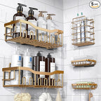 5-Pack Rustproof Stainless Steel Shower Caddy – No Drill Adhesive Bathroom Organizer with Large Capacity, Spacious Shower Shelves for Inside Shower, Kitchen & Home Decor Storage-XL Size