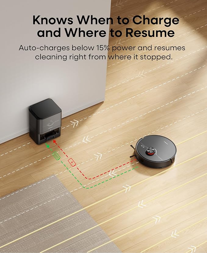 Robot Vacuum and Mop Combo,Lidar Navigation Robotic Vacuum Cleaner with 3.5L Self Emptying Station,5000Pa Vacuum Robot,180mins Runtime,No-Go&No-Mop Zones,App/Alexa/Remote Control,UR3