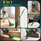Cordless Vacuum Cleaner, Stick Vacuum with Powerful Suction, 45Mins Runtime Vacuum Cleaners for Home, Anti-tangle and 1.5L Dust Cup, 6 in 1 Lightweight Vacuum for Hardwood Floor Carpet Pet Hair