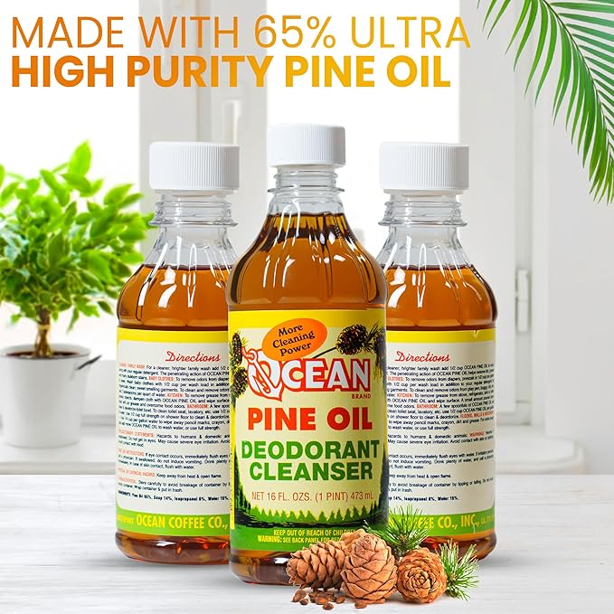Ocean Pine Oil Cleaner Concentrate, 65% Pine Oil Deodorizer, All-Purpose Household Cleaner for Floors, Kitchen, Bathroom, Laundry, Grease & Odor Removal (2, 16 fl oz)