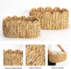 StorageWorks Scalloped Wicker Basket, Hand-woven Rattan Baskets with Built-in Handles, Cute Baby Basket for Nursery, Water Hyacinth Baskets for Organizing and Decor, 2 Pack