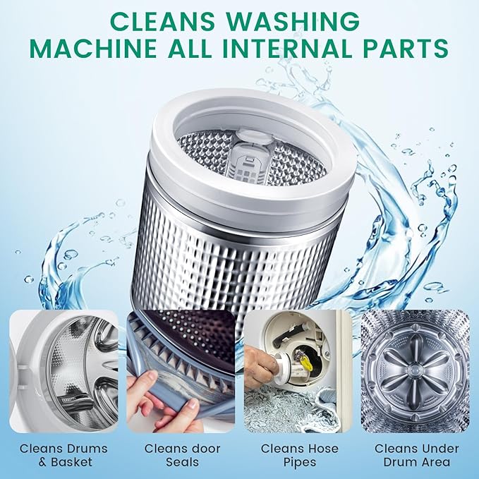 Upgrade Washing Machine Cleaner Tablets - 50% Stronger Formula: 24 Pack - 12 Month Supply, Specially for Pet Owners to Easy Pet Hair Remover for Laundry, Compatible with HE, Top & Front Load