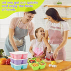 4 Pack Snack Containers Bento Box Adult Lunch Box,Meal Prep Container, Reusable Food Storage lunch Containers Stackable for Work, Travel and Gym (Grass Green, Pink, Green, Purple)