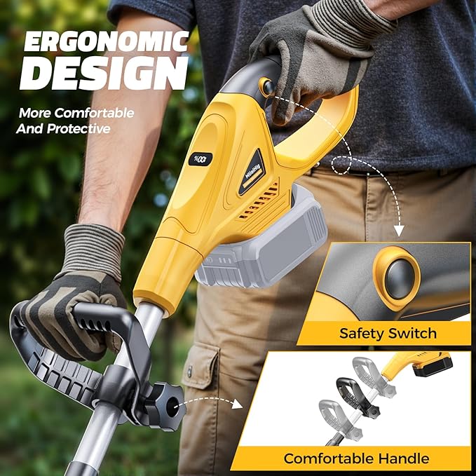 Cordless Tiller Cultivator Compatible with Dewalt 20V: MtiolHig Tiller for Gardening 360RPM Electric Garden Tiller, Brushless Rototiller 9" Width 6.3" Depth for Lawn/Soil Cultivation (No Battery)