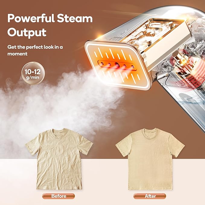 Newbealer 2in1 Steamer and Dry Iron for Beginners, Horizontal & Vertical Clothes Steamer, Non-Stick Ceramic Soleplate, 170ml Garment Wrinkle Remover, Auto-off, 1.2lbs (120V Only)