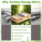 Livole Bamboo Under Bed Storage, 6 inches Underbed Storage Containers, 56L XXL Under Bed Storage Bins with Clear Lid & Label for Clothes, Blankets, Sweater, Shoes, 1 Pack