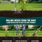 SOMOLUX 52'' Weed Puller Tool Stand-up Weeder with Metal Long Handle/Stainless Steel Claw, Gardening Manual Tool Weed Gripper/Picker/Remover No Bending/Kneeling to Remove Dandelion Form Lawn Patio