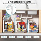 Under Sink Organizer Storage 1 pack, 2 Tier Slide Out Height Adjustable Pull Out Cabinet Organizer Drawers, Kitchen Bathroom Large Capacity Metal Under Sink Rack Caddy Basket Shelves, White